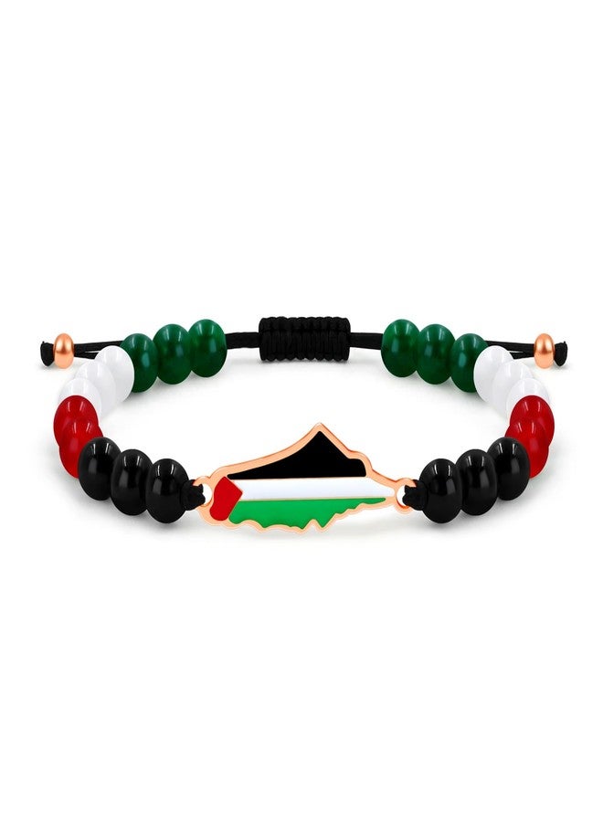 Tobestu Rose Gold Plated Palestinian Map Bracelet with Flag Colors Charm - Cultural and Festival Accessory YA5883 - Image 1